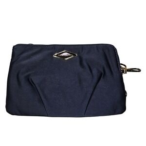 Travelon Anti Theft Black‎ Small Bag Purse Double Zip Travel Navy Blue 5x8
